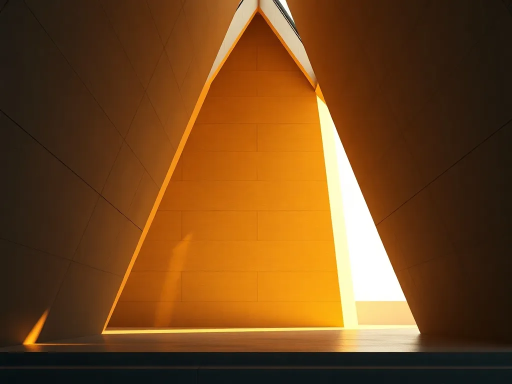 A minimalist architectural structure with sharp lines, shado
