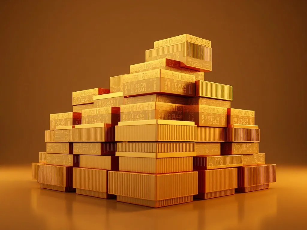 A gold and brown abstract geometric 3D visualization of data