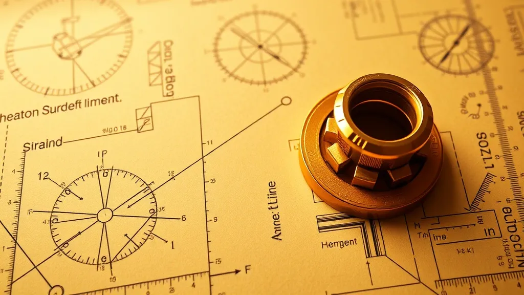 Blueprint style drawing of geometric shapes and measurements
